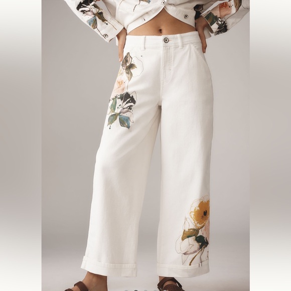 Leigh Viner x Anthropologie Relaxed Cuffed Wide-Leg Trousers (28 Tall) - Picture 4 of 5